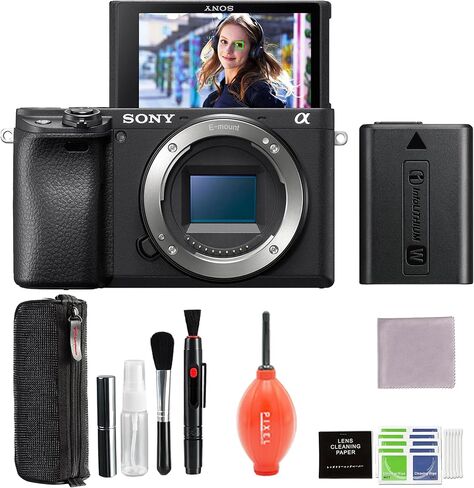 حزمة كاميرا رقمية بدون مرآة Sony A6400 مع إكسسوارات متقدمة | Sony Alpha 6400 E-Mount APS-C Sensor Black in Kuwait