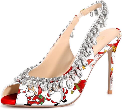 الرنة Lusion Womens High Shiletto Heels Crystal Pere Peep Toe Sexy Sling Back Pumps Shoes in Saudi Arabia