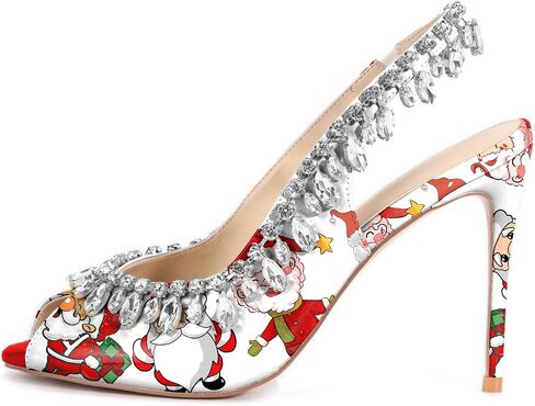 الرنة Lusion Womens High Shiletto Heels Crystal Pere Peep Toe Sexy Sling Back Pumps Shoes in Saudi Arabia