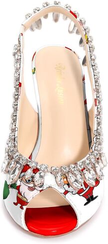 الرنة Lusion Womens High Shiletto Heels Crystal Pere Peep Toe Sexy Sling Back Pumps Shoes in Saudi Arabia