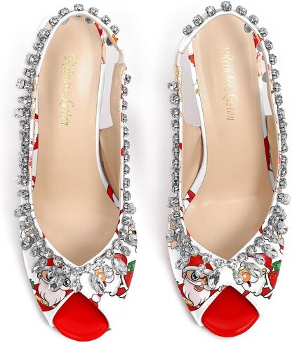 الرنة Lusion Womens High Shiletto Heels Crystal Pere Peep Toe Sexy Sling Back Pumps Shoes in Saudi Arabia