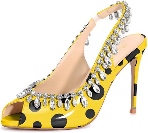 الرنة Lusion Womens High Shiletto Heels Crystal Pere Peep Toe Sexy Sling Back Pumps Shoes in Saudi Arabia