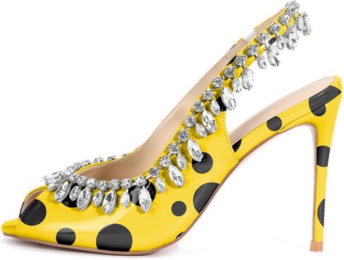الرنة Lusion Womens High Shiletto Heels Crystal Pere Peep Toe Sexy Sling Back Pumps Shoes in Saudi Arabia
