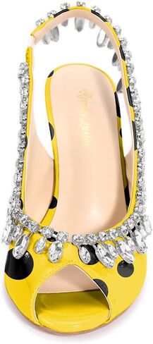 الرنة Lusion Womens High Shiletto Heels Crystal Pere Peep Toe Sexy Sling Back Pumps Shoes in Saudi Arabia
