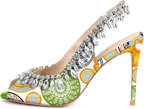 الرنة Lusion Womens High Shiletto Heels Crystal Pere Peep Toe Sexy Sling Back Pumps Shoes in Kuwait