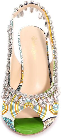 الرنة Lusion Womens High Shiletto Heels Crystal Pere Peep Toe Sexy Sling Back Pumps Shoes in Kuwait
