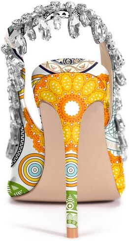 الرنة Lusion Womens High Shiletto Heels Crystal Pere Peep Toe Sexy Sling Back Pumps Shoes in Kuwait
