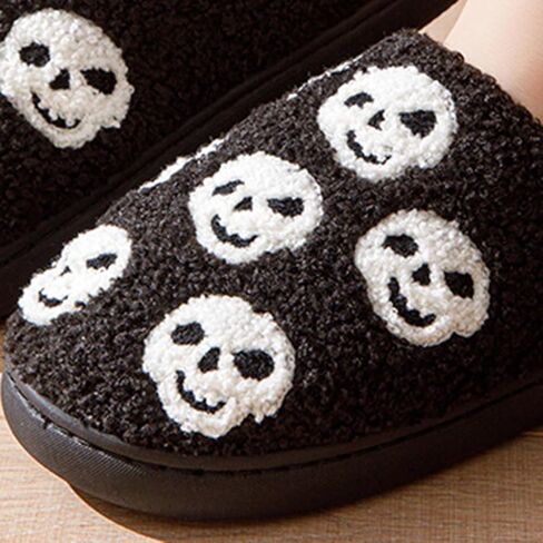 Halloween Pumpkin Slippers for Women Men Girl Warm Slides Cozy Fluffy Plush Fuzzy Skull Spider Indoor Outdoor Shoes in Saudi Arabia