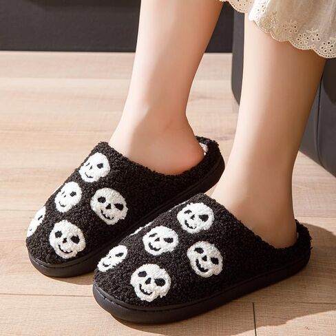 Halloween Pumpkin Slippers for Women Men Girl Warm Slides Cozy Fluffy Plush Fuzzy Skull Spider Indoor Outdoor Shoes in Saudi Arabia