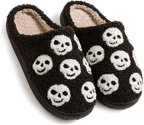 Halloween Pumpkin Slippers for Women Men Girl Warm Slides Cozy Fluffy Plush Fuzzy Skull Spider Indoor Outdoor Shoes in Saudi Arabia