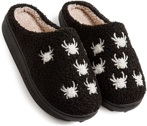 Halloween Pumpkin Slippers for Women Men Girl Warm Slides Cozy Fluffy Plush Fuzzy Skull Spider Indoor Outdoor Shoes in Saudi Arabia