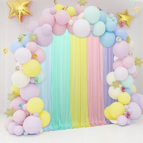10×7FT Rainbow Backdrop Curtains for Parties - 5 Colors Pastel Drapes for Backdrop with 4 Inch Rod Pockets - Colorful Curtain Backdrop for Unicorn Birthday, Baby Shower, Rainbow Party Decorations