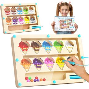 Magnetic Color and Number Maze,Montessori Counting Matching Toys,Wooden Color Matching Learning Counting Puzzle Board for Toddlers and Kids Boys Girls Preschoolers 3 4 5 Years Old