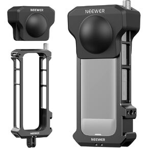 Neewer X4 Action Camera Cage, Protective Case with Folding Fingers Compatible with Insta360 X4, Video Recording Rig Aluminum Alloy Frame with Lens Protector Cap, No Assembly Required, AC010