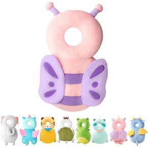 Baby Head Protector Backpack Toddler Baby Protection Backpack，baby head protector backpack for Walking & Crawling (Plush Pink Butterfly), 7.87×12.99inches