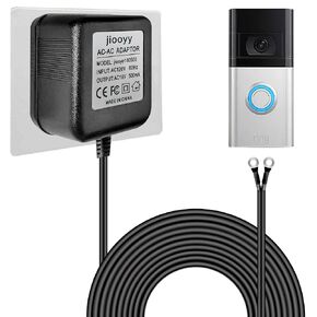 18V500mA Doorbell Transformer - Video Doorbell Power Adapter, for Ring Video Doorbell Pro and Ring Video Doorbell 2, Compatible with Zmodo Smart Doorbell and Nest Hello Doorbell (26.2 ft Black)