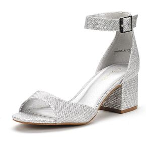 DREAM PAIRS Womens Chunkle Low Heel Pump Ankle Strap Dress Sandal,Size 11,Silver,CHUNKLE