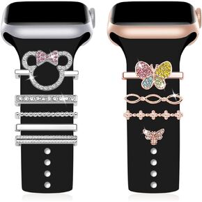 Watch Band Charms for Apple SmartWatch Metal Decorative Ring Loops 45mm 44mm 42mm 41mm 40mm 38mm Compatible with iWatch Series 8 7 6 5 4 3 2 1 (No Band)