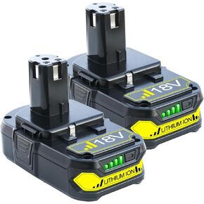 FSKE 2Pack 3.0Ah Replacement for Ryobi 18V Battery P102 P103 P104 P105 P108 P190 P189 P197 P122 PBP005 BPL-1815 BPL-1820G BPL18151 BPL1820 etc