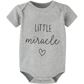 Little Miracle Surprise Pregnancy Announcement Baby Bodysuit Short Sleeve Baby Clothes Infant Romper