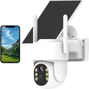 4MP Solar Security Camera, Outdoor Security Camera, 1 Camera kit Without Subscription, Outdoor Bird Camera, 360° pan and tilt, Automatic Tracking, Color Night Vision, 2.4G WiFi