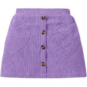 Floerns Toddler Girl's Heart Embroidery Kids Button Front Cute Straight Short Skirt