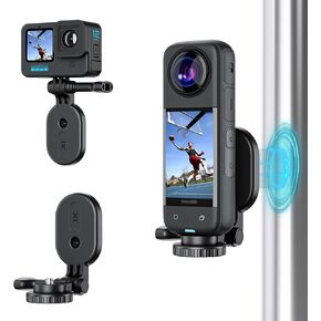 JJC Magnetic Mount Stand for Insta360 X4 X3 X2, DJI Osmo Pocket 3, DJI Osmo Action 5 Pro/4/3/2, Gopro Hero 13 12 11, Insta360 ACE/ACE Pro Cameras, Magnet Base Holder with 1/4 Screw for Action Camera