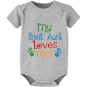 My Great Aunt Loves Me Newborn Baby Outfits Unisex Short Sleeve Cute Newborn Boy Outfits White Boy Summer Romper
