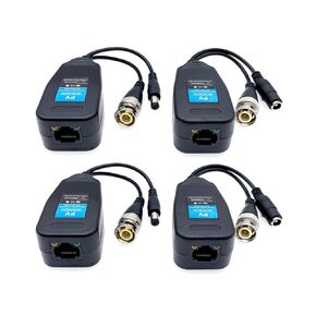 JZK 2 Pairs Video Balun RJ45 to BNC Transceiver Transmitter HD-CVI/TVI/AHD/CVBS with Power Connector for 1080P 3MP 4MP 5MP 8MP CCTV Security DVR Surveillance Camera System, BNC to RJ45