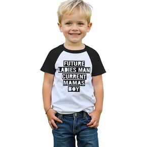 Future Ladies Man Current Mamas Boy Raglan T-Shirt Toddler Baby Boy Funny Letter Print Summer Short Sleeve Shirt Top