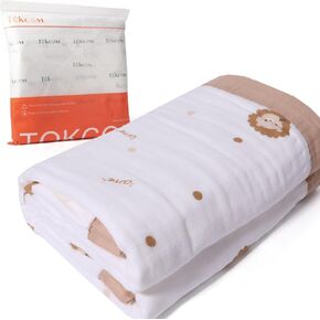 Swaddle Blankets, 6-Layer Gauze Receiving Blanket, Unisex Swaddle Wrap, Baby Bath Towels, Soft Cotton, Hooded, Flower (Lion)