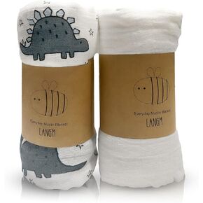 2 Pieces of Swaddles for Newborns, 47 x 43, Unisex Muslin Swaddle Blankets, Sophisticated Baby Swaddle Design, 100% Cotton Receiving Blankets, Swaddle, Gray and White