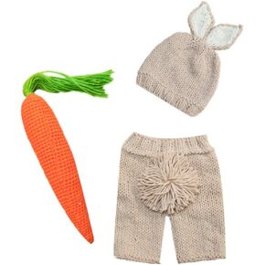 OBEEII Newborn Photography Props Outfits,Easter Bunny Baby Knitted Outfits,Crochet Knit Handmade Baby Costume Sets