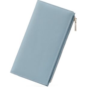 GOIACII Slim Wallet for Women Rfid Blocking Credit Card Holder with Zip Pocket Bifold Leather Black
