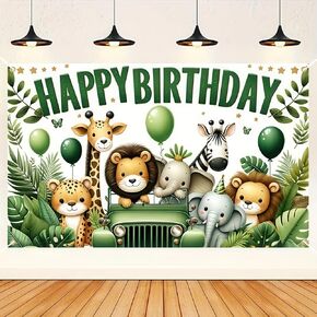 Summer Happy Birthday Backdrops Banners 71x43 Inch Hawaiian backdrop for party Tropical Colorful Floral Birthday Party Decoration Banner