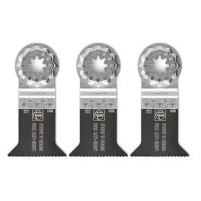 Fein Starlock E-Cut Long-Life Saw Blade - Precision Cutting for Wood, Drywall & Plastics, Bimetal with Teeth Set, Wide Shape, 2" Width, 2" Length, 3-Pack - 63502221270