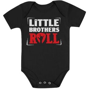 Tstars Baby Boys Little Brothers Roll Best Siblings Gifts Rock Baby Bodysuit Little Bro Black 6M (3-6M)