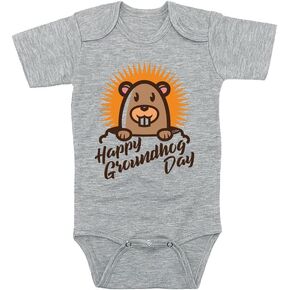 TeeNow - Happy Groundhog Day - Baby/Infant Bodysuit, Boy/Girl Unisex, Short Sleeve, Multiple Colors and Sizes