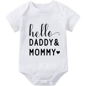 Hello Daddy And Mommy Pregnancy Announcement Baby Outfits Boy Short Sleeve Newborn Baby Clothes White