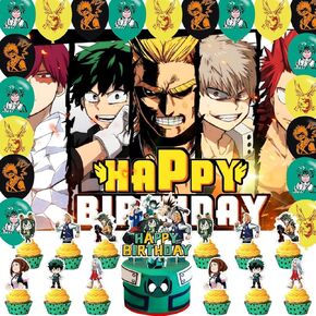 Academia of My Hero Birthday Party Backdrop ، Academia of My Hero Birthday Decoration ، Academia تحت عنوان Banner Banner Photo Photo Prose Props للحفلات 5 × 3 قدم