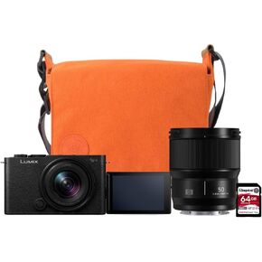 Panasonic Lumix S9N Full-Frame Mirrorless Camera with Lumix S9 1840 Lens Kit (Black) Bundle with Lumix S 50mm f1.8 L-Mount Lens (Full-Frame Format), 64GB SD Card, and DSLR Camera Bag (Amber) (4 Items) in Kuwait