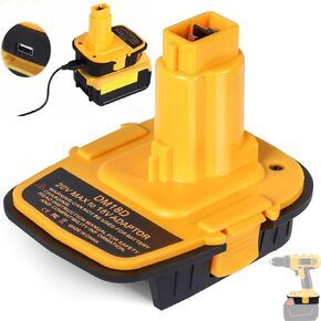 Battery Adapter DM18D for Dewalt 18v to 20v Adapter with USB Port, for Milwaukee M18 18V Lithium, fit for DeWalt 18v XRP Ni-Cad Cordless Tool,Upgraded Version of DCA1820 converte with USB Port