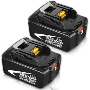Upgraded 6000mAh Replacement for 18V Battery Compatible with 18V Battery Lithium Ion BL1860 BL1860B BL1850 BL1850B BL1840 BL1840B BL1830 BL1830B BL1815 BL1815B (Black)