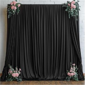 30ftx12ft Wrinkle Free White Backdrop Curtain, 6 Panels 12FT Height White Wedding Backdrop Drapes, Silky Polyester Back Drop Cloth for Birthday Photography Background Party Backdrop Draping