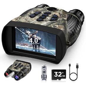 Night Vision Goggles, 4K Night Vision Binoculars, 4" HD Screen Binoculars, 10X Digital NightVision for Adults, 4000mAh Battery Gray, 9 Gear Infrared with 32GB TF Card
