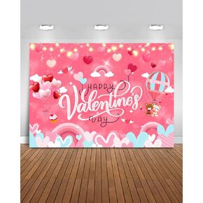 Mocsicka Happy Valentine's Day Backdrop Valentine's Day Banner Backdrop Party Decorations Banner Valentines Day Backdrops for Photography (Pink, 7x5ft(82"x60"))