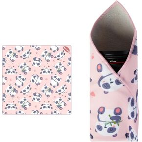 17.7X17.7 Inch Camera Protective Wrap, Lens Protector Wrapper, Pink Panda Pattern Magic Self-Adhesive Cloth for Camera/Lens/Phone/DSLR/Laptop/Accessories, Anti Scratch Equipment Wrap Storage Pouch
