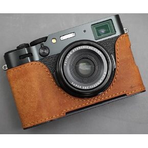 LIM'S Genuine Leather Camera Half Case Dovetail Plate for Fuji FUJIFILM X100VI Case Cognac Brown [Handmade]