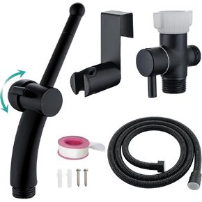 BARROCK Advanced Handheld Bidet Sprayer Set for Toilet, Bathroom Ergonomic Jet Bidet Spray Attachment Kit for Muslim Shower, Feminine Hygiene, Bathing Pets and Washing Baby Cloth Diaper, Matte Black