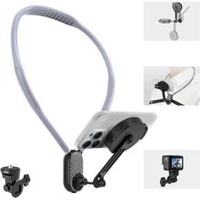 Magnetic Neck Mount for Phones & Action Camera, Hands-Free Neck Holder for POV/Vlog Video Recording with Chest Strap for GoPro, DJI, Insta360,Compatible with iPhone 16/15/14/13/12, Android,650mm